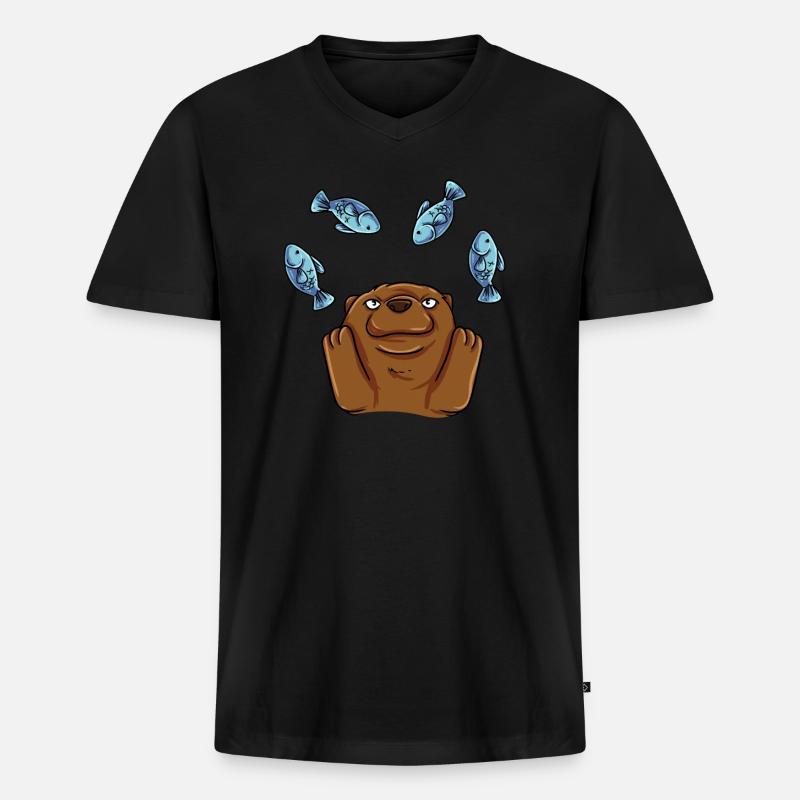Jonglierender Otter - Männer Premium Bio T-Shirt mit V-Ausschnitt - Schwarz