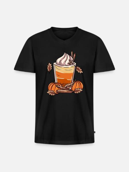 Pumpkin Spice Latte - Men's Premium Organic T-shirt with V-neck - black