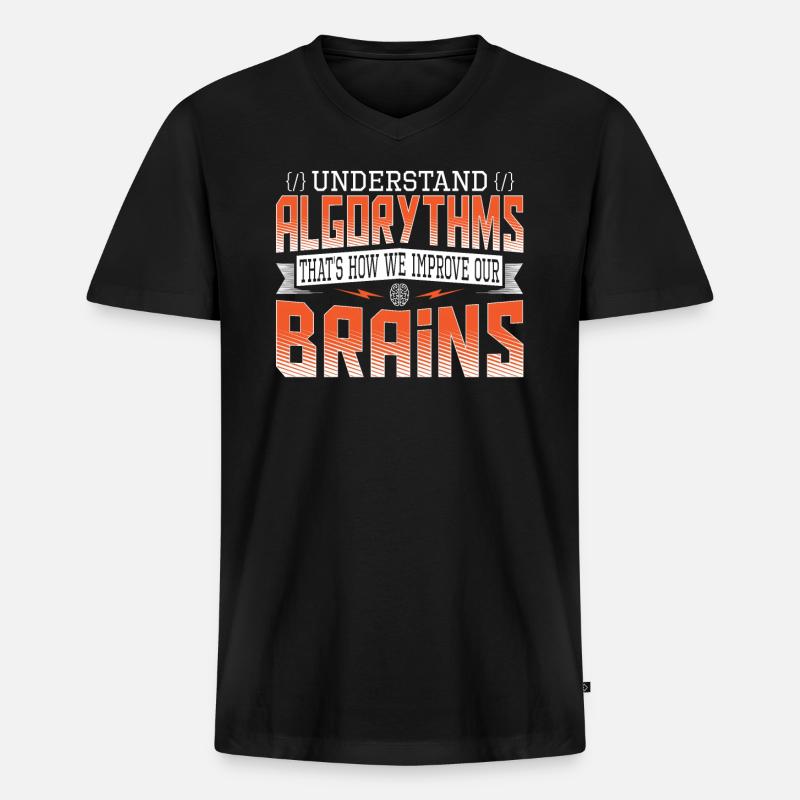 Hacking Programming Coder Developer - T-shirt encolure en V Premium bio Homme - noir