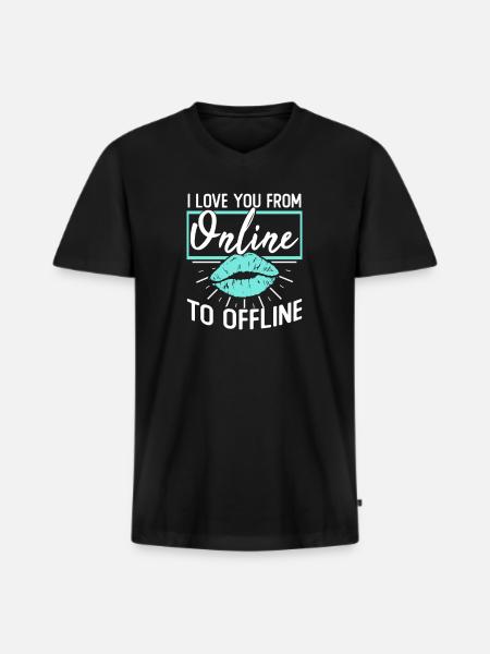 Langdistance par forlovelse - Premium økologisk T-shirt med V-hals til mænd - sort