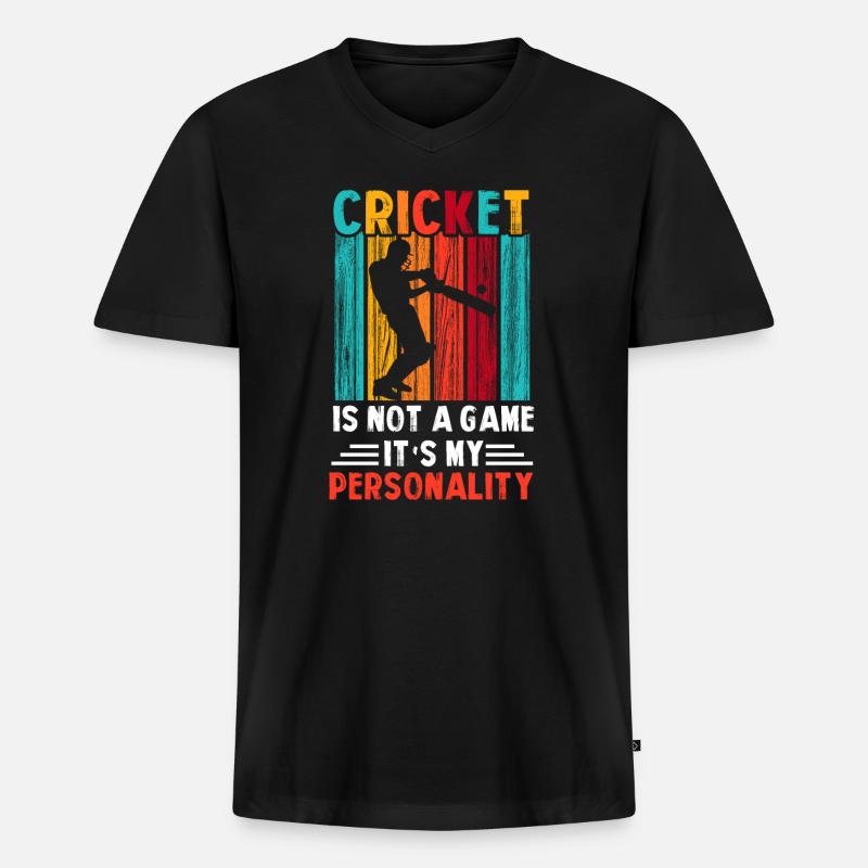 Cricket Ballspiel - Männer Premium Bio T-Shirt mit V-Ausschnitt - Schwarz