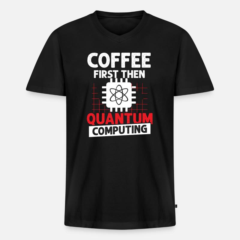 Quantenphysik Qubit - Männer Premium Bio T-Shirt mit V-Ausschnitt - Schwarz