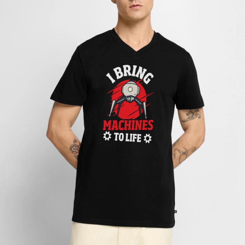 Robot Computer Engineer Men's Premium Organic T-shirt with V-neck