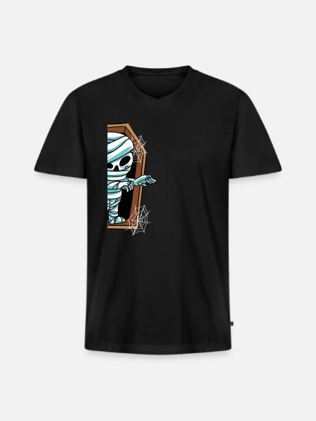 Mummy in the grave Halloween - Men's Premium Organic T-shirt with V-neck - black