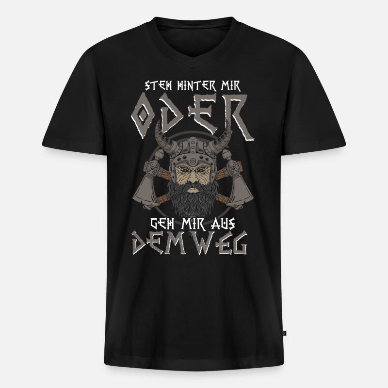 Wikinger Steh Hinter Mir - Männer Premium Bio T-Shirt mit V-Ausschnitt - Schwarz
