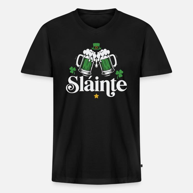 Slainte - Männer Premium Bio T-Shirt mit V-Ausschnitt - Schwarz