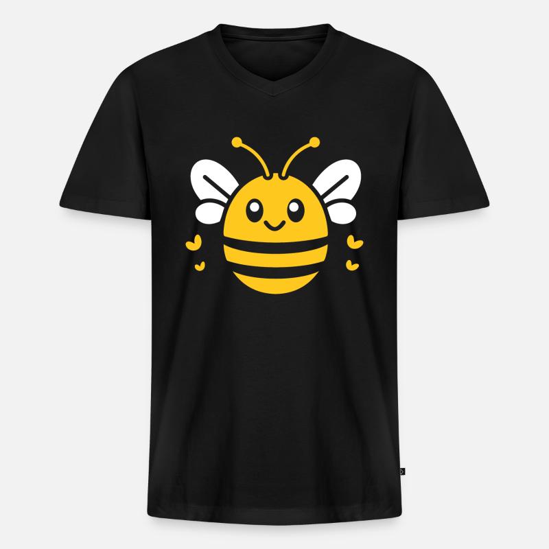 Biene - Männer Premium Bio T-Shirt mit V-Ausschnitt - Schwarz