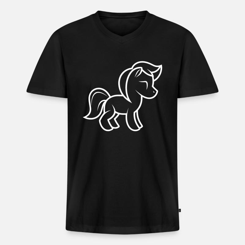 Pony - Männer Premium Bio T-Shirt mit V-Ausschnitt - Schwarz