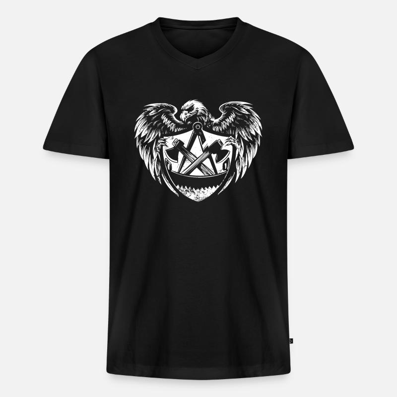 Zimmermann Zunft WappenDeutscher Adler - Männer Premium Bio T-Shirt mit V-Ausschnitt - Schwarz