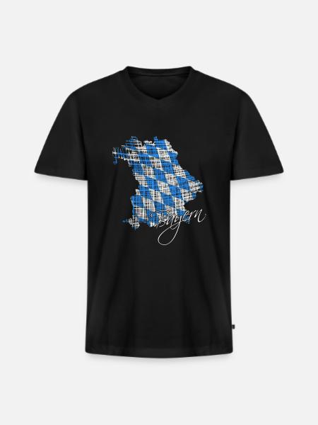 Bayern, Bavaria, Oberbayern - Männer Premium Bio T-Shirt mit V-Ausschnitt - Schwarz