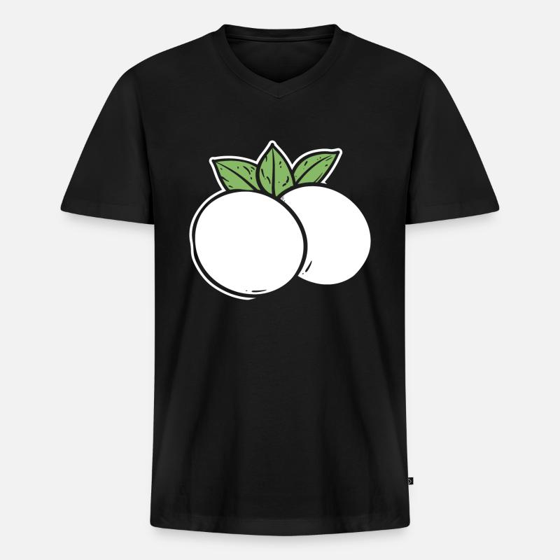 Mozzarella - Premium økologisk T-shirt med V-hals til mænd - sort