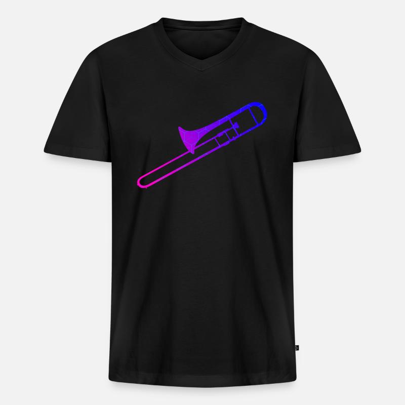 Posaune Blaskapelle Blechblasinstrument - Männer Premium Bio T-Shirt mit V-Ausschnitt - Schwarz