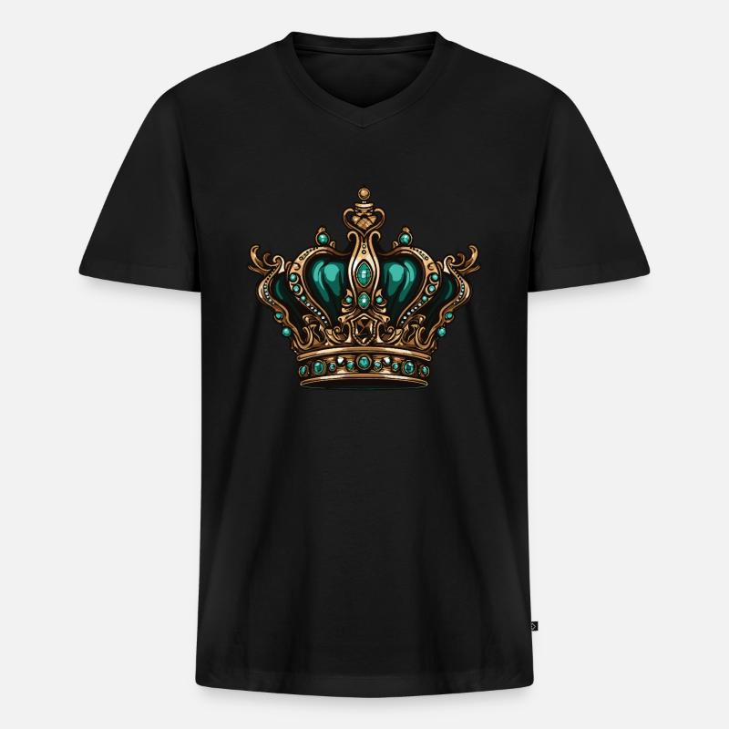 Krone Symbol - Männer Premium Bio T-Shirt mit V-Ausschnitt - Schwarz