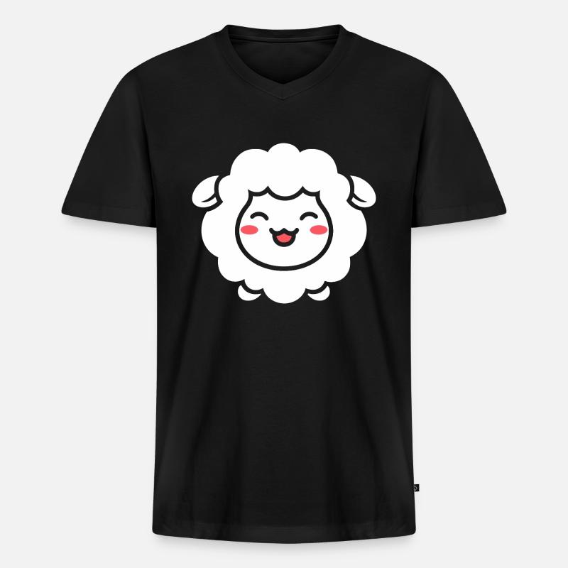 Schaf - Männer Premium Bio T-Shirt mit V-Ausschnitt - Schwarz