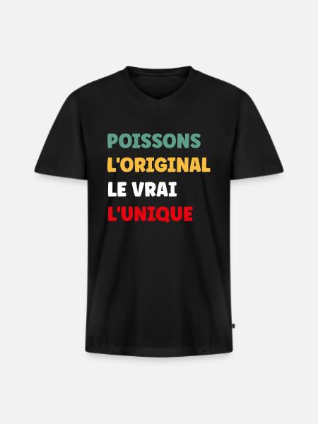 poissons - T-shirt encolure en V Premium bio Homme - noir