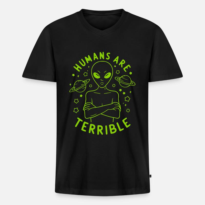 Humans are terrible - Männer Premium Bio T-Shirt mit V-Ausschnitt - Schwarz