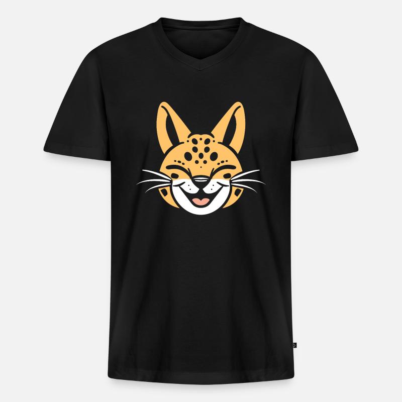 Serval - Männer Premium Bio T-Shirt mit V-Ausschnitt - Schwarz