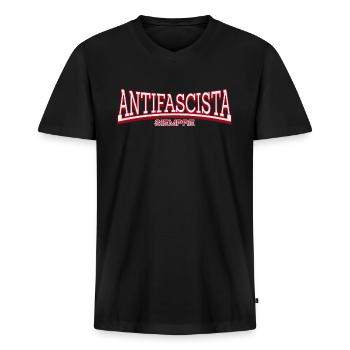 ANTIFASCIST always - Men's Premium Organic T-shirt with V-neck - black - Front - Nico (187cm)
