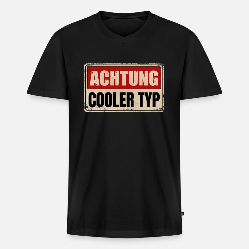 COOLER TYP - Männer Premium Bio T-Shirt mit V-Ausschnitt - Schwarz