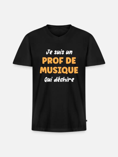 Prof de musique - T-shirt encolure en V Premium bio Homme - noir
