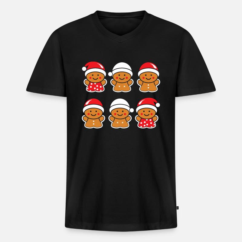 Lebkuchenmann - Männer Premium Bio T-Shirt mit V-Ausschnitt - Schwarz