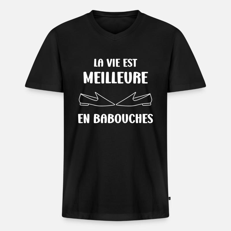 Hausschuhe Humor - Männer Premium Bio T-Shirt mit V-Ausschnitt - Schwarz