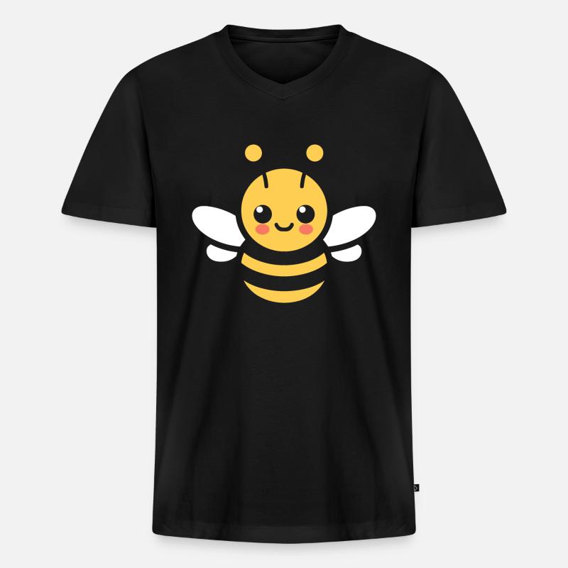 Biene - Männer Premium Bio T-Shirt mit V-Ausschnitt - Schwarz