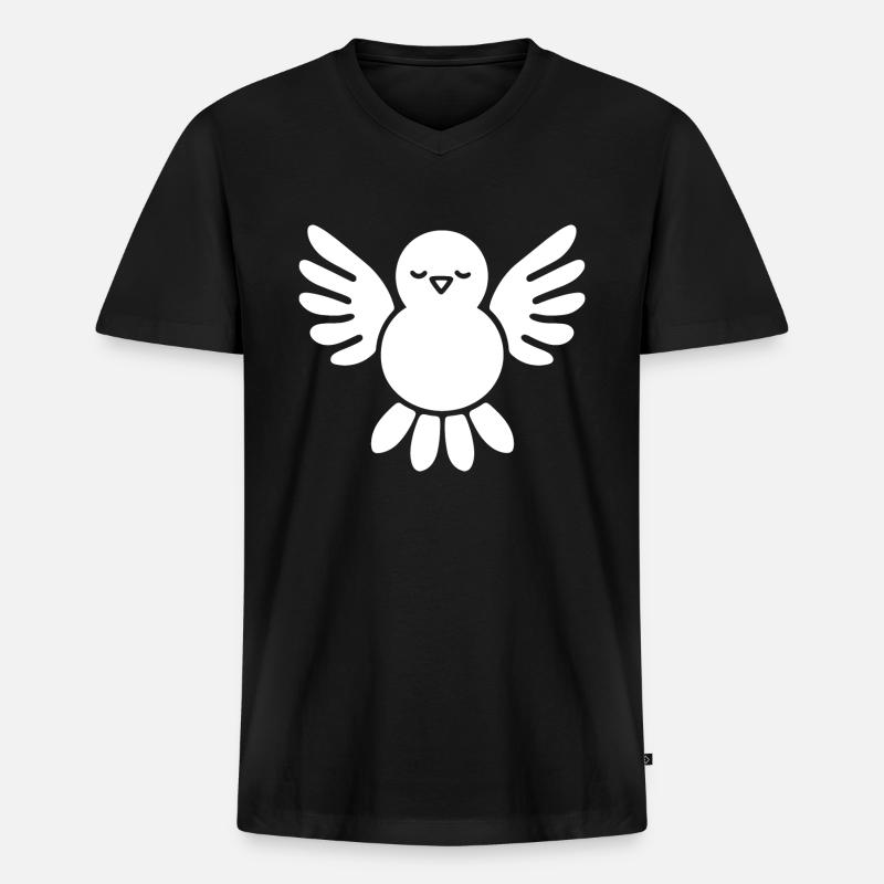 Taube - Männer Premium Bio T-Shirt mit V-Ausschnitt - Schwarz