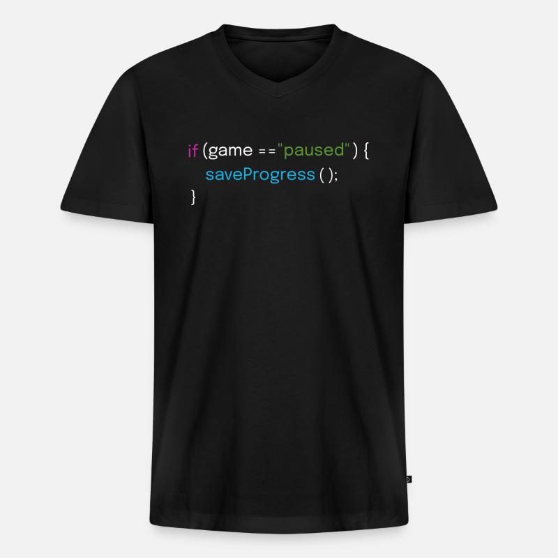 Gaming- und Coding-Design - Männer Premium Bio T-Shirt mit V-Ausschnitt - Schwarz