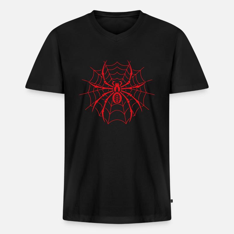 Spinne - Männer Premium Bio T-Shirt mit V-Ausschnitt - Schwarz