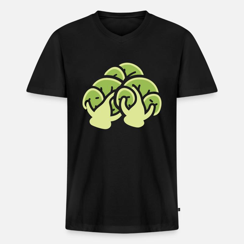 Rosenkohl - Männer Premium Bio T-Shirt mit V-Ausschnitt - Schwarz