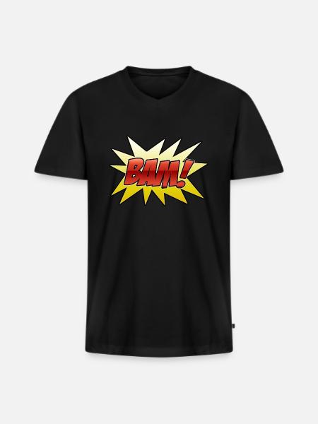Bam 2 J - Men's Premium Organic T-shirt with V-neck - black