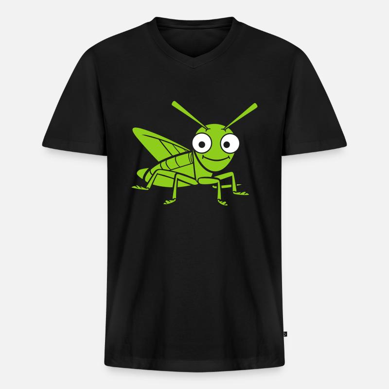 Heuschrecke - Männer Premium Bio T-Shirt mit V-Ausschnitt - Schwarz