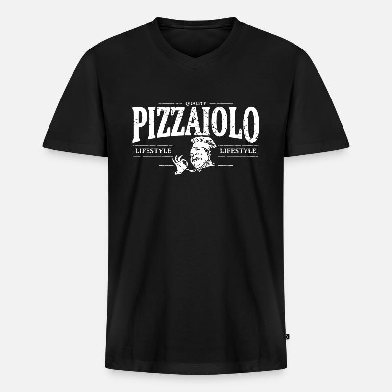 pizzaiolo - Männer Premium Bio T-Shirt mit V-Ausschnitt - Schwarz