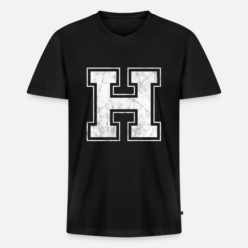 Buchstabe H - Männer Premium Bio T-Shirt mit V-Ausschnitt - Schwarz