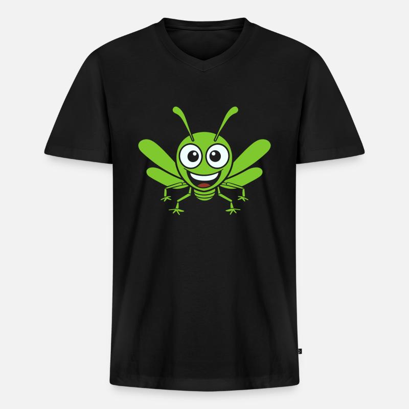 Heuschrecke - Männer Premium Bio T-Shirt mit V-Ausschnitt - Schwarz