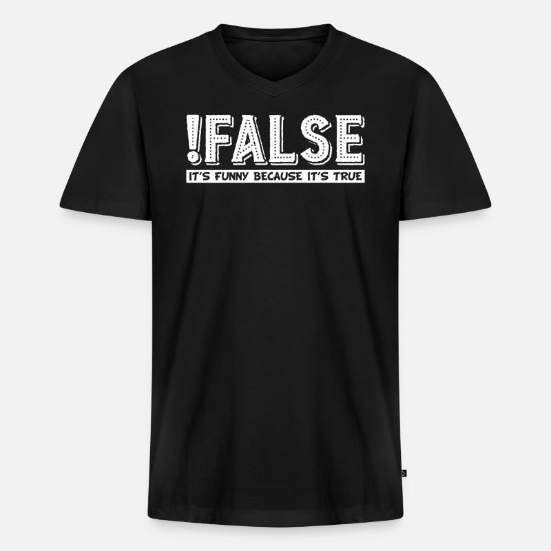False Funny - Männer Premium Bio T-Shirt mit V-Ausschnitt - Schwarz