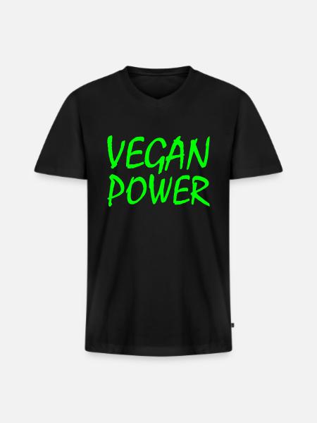 Vegan power - Men's Premium Organic T-shirt with V-neck - black
