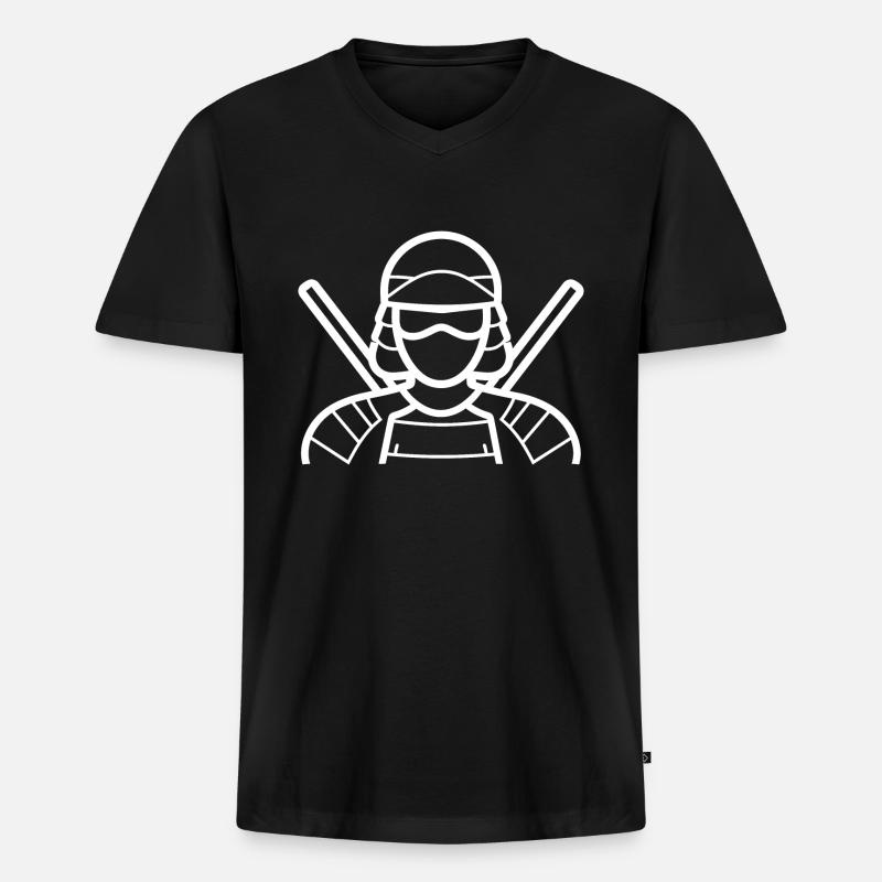 KENDO - Männer Premium Bio T-Shirt mit V-Ausschnitt - Schwarz