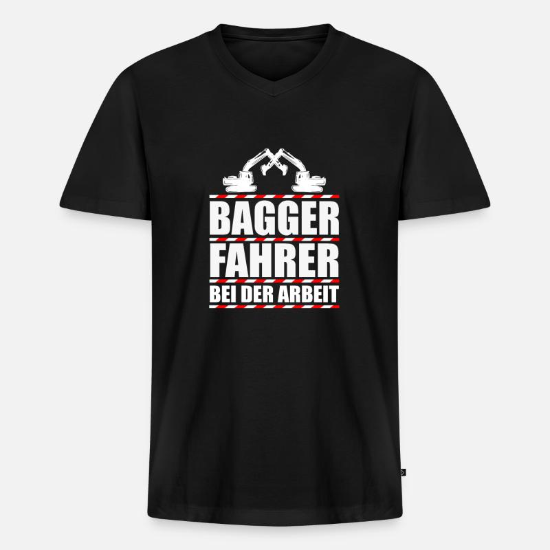 Baggerfahren Bagger Baumaschinen - Männer Premium Bio T-Shirt mit V-Ausschnitt - Schwarz