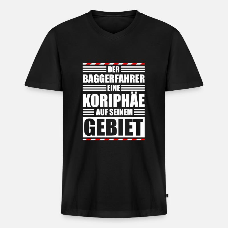 Baggerfahrer Baustelle - Männer Premium Bio T-Shirt mit V-Ausschnitt - Schwarz