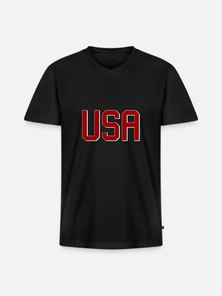 USA - Männer Premium Bio T-Shirt mit V-Ausschnitt - Schwarz