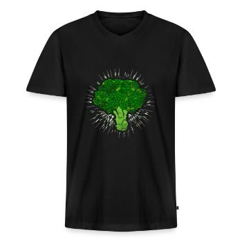Brocoli brocoli Légumes - T-shirt encolure en V Premium bio Homme - noir - Devant - Nico (187cm)