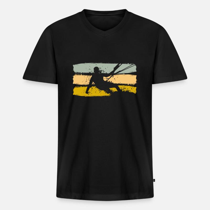 Kiteboard Kiteboarding - Männer Premium Bio T-Shirt mit V-Ausschnitt - Schwarz