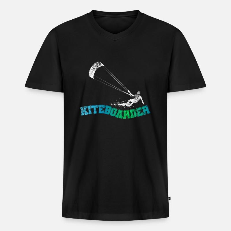 Kiteboard Board Kitesurfen - Männer Premium Bio T-Shirt mit V-Ausschnitt - Schwarz