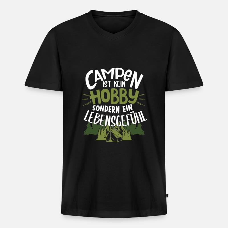 Campen Camping Wohnwagen Camper Geschenk - Männer Premium Bio T-Shirt mit V-Ausschnitt - Schwarz