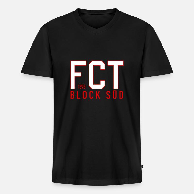 FCT Thun - Männer Premium Bio T-Shirt mit V-Ausschnitt - Schwarz