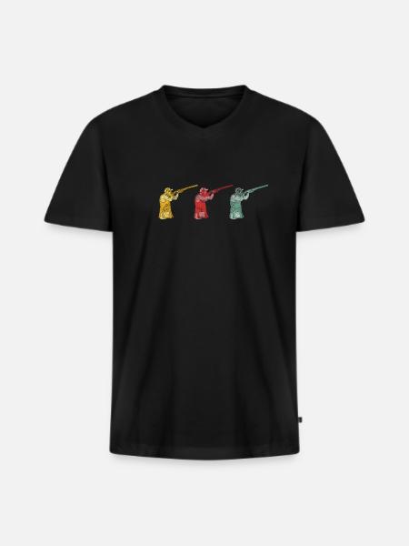 Wurfscheibenschießen Tontauben Schießen Skeet - Männer Premium Bio T-Shirt mit V-Ausschnitt - Schwarz