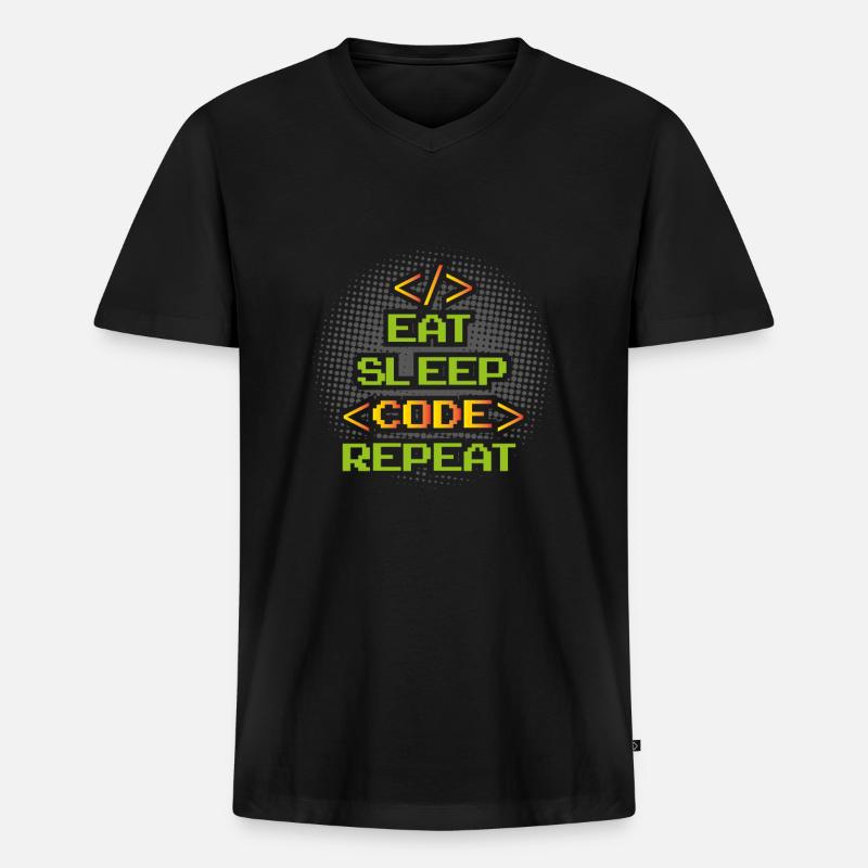 Funny Programmer Software Developer - Men's Premium Organic T-shirt with V-neck - black