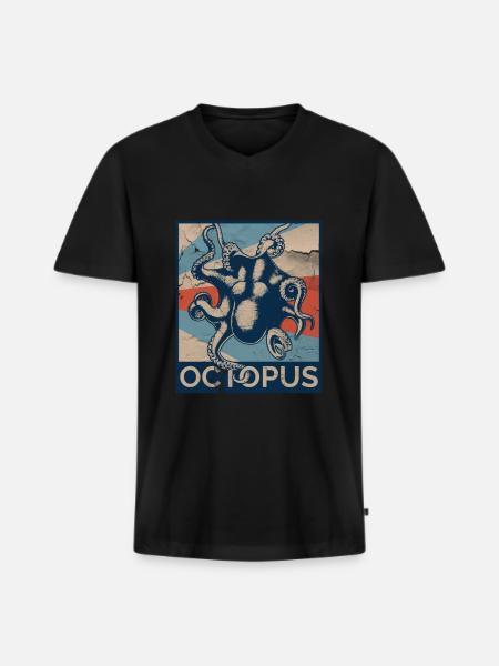 Pieuvres - T-shirt encolure en V Premium bio Homme - noir
